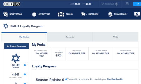 Online sportsbook loyalty program