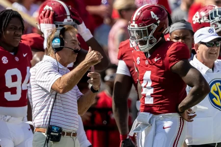 Jalen MIlroe and Coach Saban