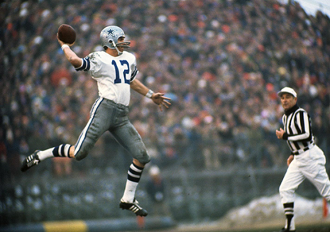 Roger Staubach playing for the Dallas Cowboys