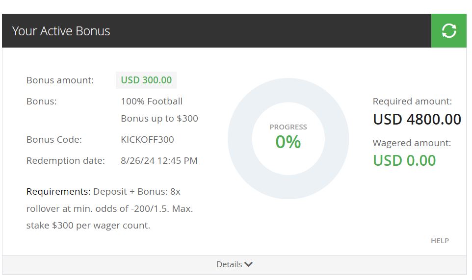 Everygame sportsbook rollover counter